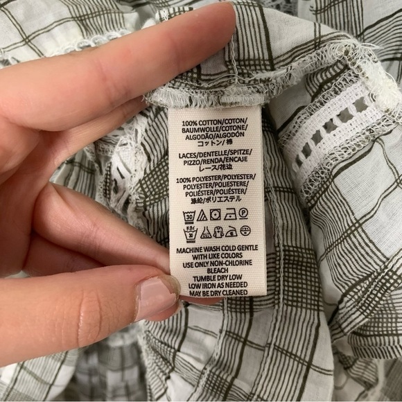 Free People time out lace green plaid tunic top - Picture 9 of 11